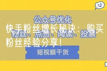 快手粉丝增长秘诀：购买粉丝经验分享！