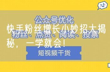 快手粉丝增长小妙招大揭秘，一学就会！